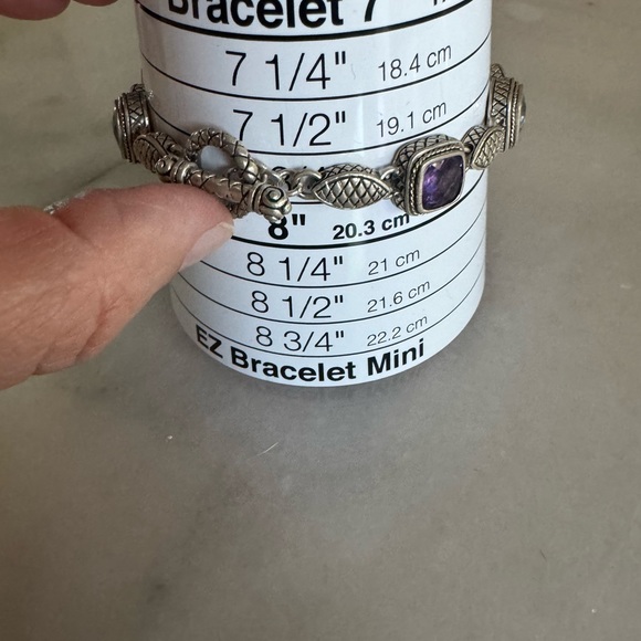 Beautiful SS and 14 k gold bracelet : amethyst , citrine and topaz . Wrist 8 - Picture 4 of 8